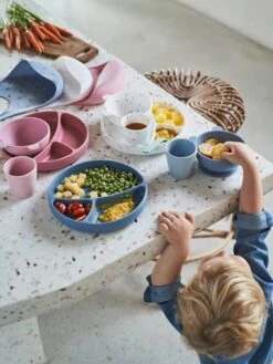 Bavoir Avec Récupérateur En Silicone Blanc Terrazzo - Vertbaudet -Produits Pour Bébé bavoir avec recuperateur en silicone 3