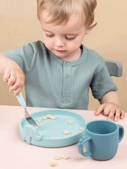 Coffret Repas 3 Pièces DONE BY DEER Peekaboo Deer Friends En Silicone Bleu - Done By Deer