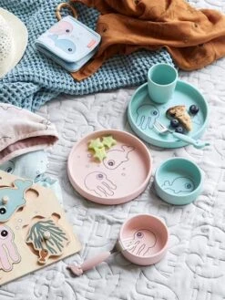 Coffret Repas 3 Pièces DONE BY DEER Sea Friends En Silicone Bleu - Done By Deer -Produits Pour Bébé coffret repas 3 pieces done by deer sea friends en silicone 5