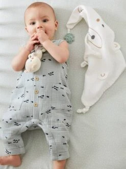 Doudou Carré + Hochet GREEN FOREST Multicolore - Vertbaudet -Produits Pour Bébé doudou carre hochet green forest 3