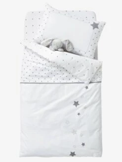 Drap-housse Bébé PLUIE D'ETOILES Blanc / étoiles - Vertbaudet -Produits Pour Bébé drap housse bebe pluie detoiles 2