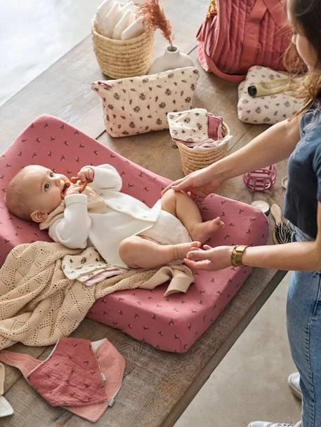 Housse De Matelas à Langer En Jersey Bois De Rose Imprimé - Vertbaudet 4 Housse De Matelas à Langer En Jersey Bois De Rose Imprimé - Vertbaudet – Image 2