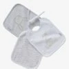 Les 3 Bavoirs à Liens En Gaze De Coton Blanc/gris - Vertbaudet -Produits Pour Bébé les 3 bavoirs a liens en gaze de coton
