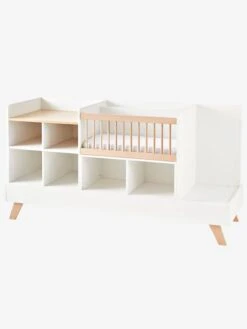 Lit Combiné 4 En 1 évolutif Avec Rangements Et Table à Langer COMBINID Blanc / Bois - Vertbaudet -Produits Pour Bébé lit combine 4 en 1 evolutif avec rangements et table a langer combinid 3