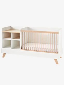 Lit Combiné 4 En 1 évolutif Avec Rangements Et Table à Langer COMBINID Blanc / Bois - Vertbaudet -Produits Pour Bébé lit combine 4 en 1 evolutif avec rangements et table a langer combinid 4