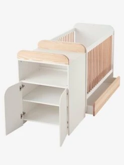 Lit Combiné évolutif Avec Rangements Et Table à Langer LIGNE ECLIPSE Blanc / Bois - Vertbaudet -Produits Pour Bébé lit combine evolutif avec rangements et table a langer ligne eclipse 2