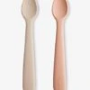 Lot De 2 Cuillères 1er âge MUSHIE En Silicone Beige + Vert - Mushie -Produits Pour Bébé lot de 2 cuilleres 1er age mushie en silicone