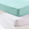 Lot De 2 Draps-housses Bébé En Jersey Extensible Gris + Blanc - Vertbaudet -Produits Pour Bébé lot de 2 draps housses bebe en jersey extensible