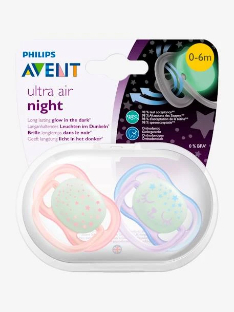 Lot De 2 Sucettes Nuit Ultra Air Night 1er âge Philips AVENT Bleu - Philips Avent 4 Lot De 2 Sucettes Nuit Ultra Air Night 1er âge Philips AVENT Bleu - Philips Avent – Image 2