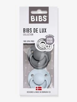 Lot De 2 Sucettes-tétines BIBS De Lux En Silicone Gris Fer + Bleu Layette - Bibs
