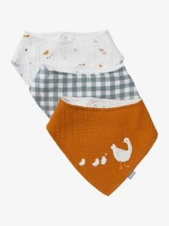 Lot De 3 Bavoirs Bandanas En Gaze De Coton Lot Vert Panda - Vertbaudet -Produits Pour Bébé lot de 3 bavoirs bandanas en gaze de coton 4