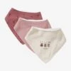 Lot De 3 Bavoirs Bandanas En Gaze De Coton / éponge Rose Grenier - Vertbaudet -Produits Pour Bébé lot de 3 bavoirs bandanas en gaze de coton eponge