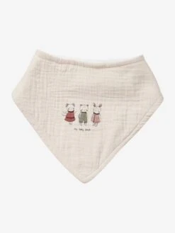 Lot De 3 Bavoirs Bandanas En Gaze De Coton / éponge Rose Grenier - Vertbaudet -Produits Pour Bébé lot de 3 bavoirs bandanas en gaze de coton eponge 2