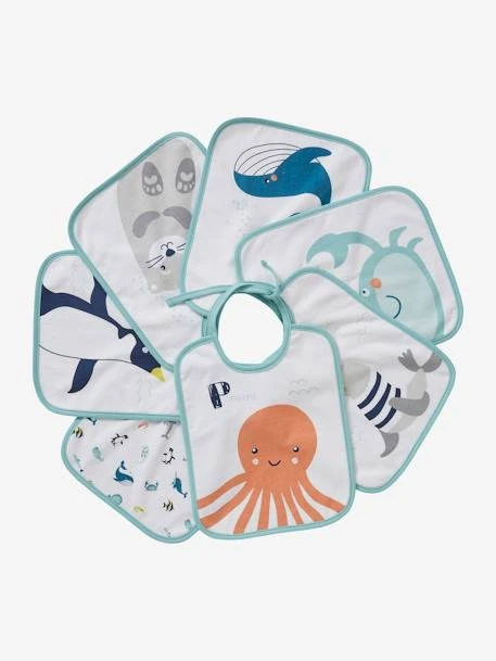 Lot De 7 Bavoirs Bébé Imprimés Fond Blanc - Vertbaudet 2 Lot De 7 Bavoirs Bébé Imprimés Fond Blanc - Vertbaudet