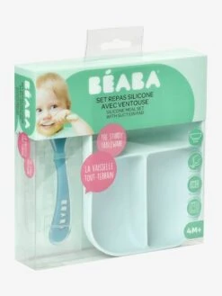 Set Vaisselle 2 Pièces Silicone BEABA Gris Clair - Beaba -Produits Pour Bébé set vaisselle 2 pieces silicone beaba 5
